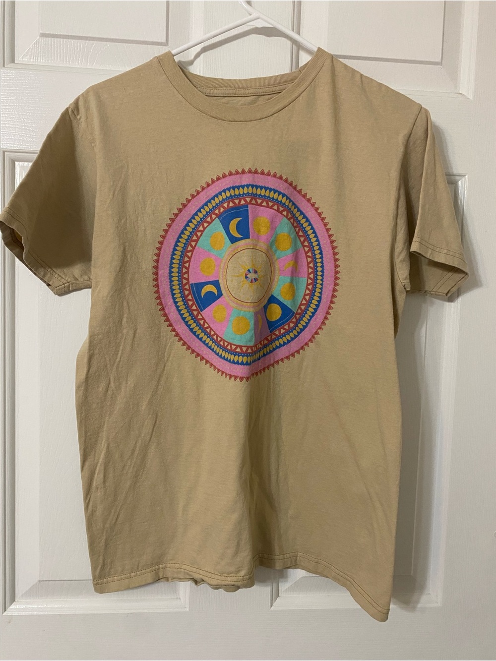 Women’s Graphic Tee with Colorful Mandala - Tan by Life Brand